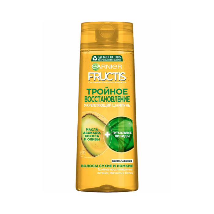 Garnier Fructis шашқа арналған сусабын үш есе қалпына келтіру зақымдалған және әлсіреген шаштар үшін 400 мл