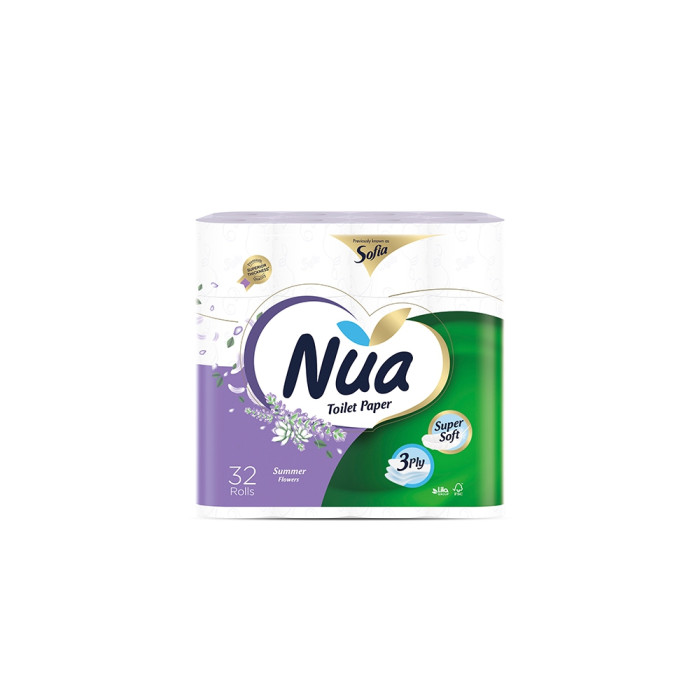 Nua Summer Flowers 3 қабаттан тұратын 32 дана туалет қағазы