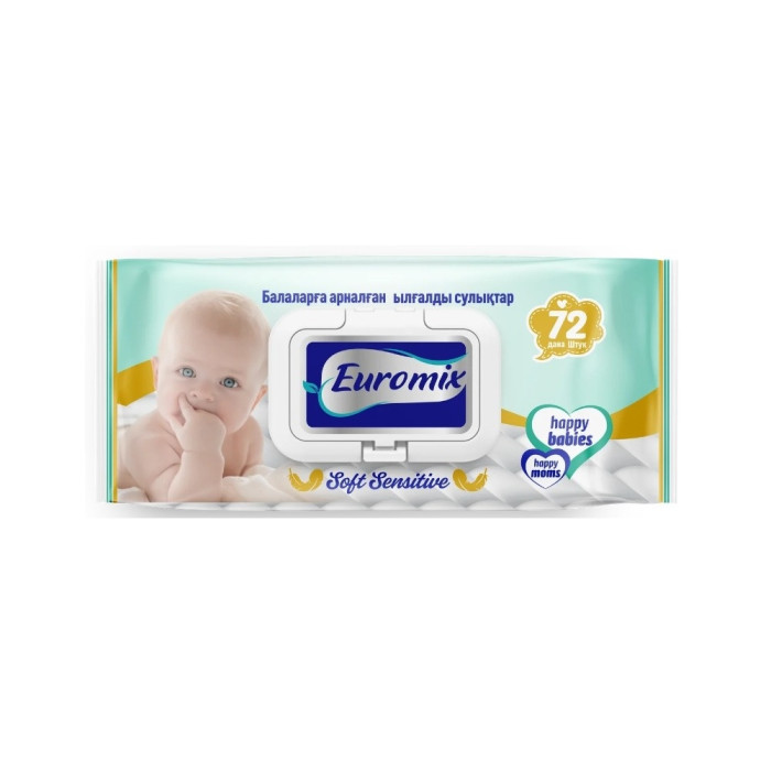 Euro mix Sensitive soft 72 шт ылғалды майлықтар