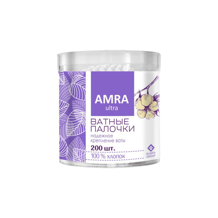 Amra 200 дана мақта таяқшалары пэт