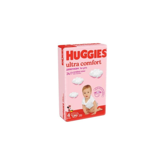 Huggies Ultra Comfort Giga жаялықтары қыздарға 4 (8-14кг) 80 дана