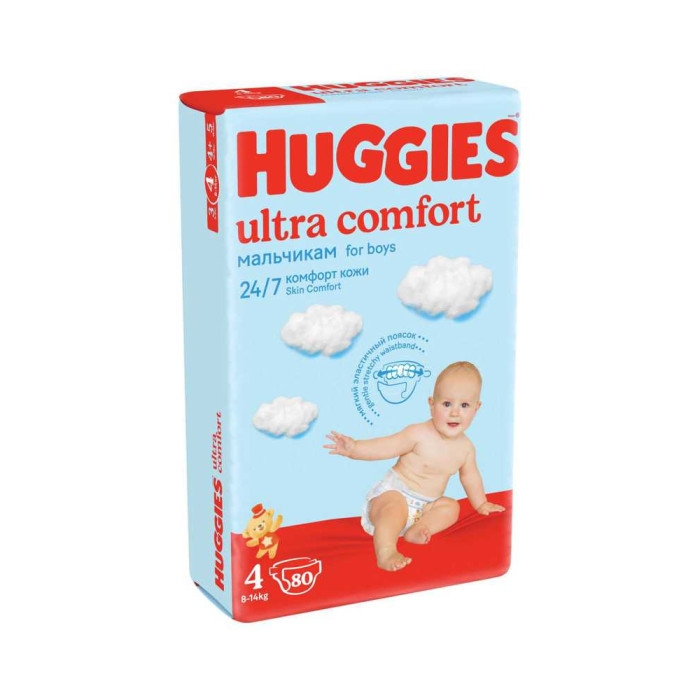 Huggies Ultra Comfort Giga жөргектері ұлдарға 4 (8-14кг) 80 дана
