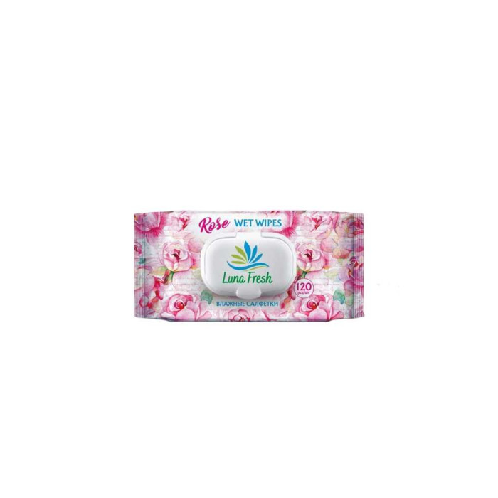 Luna Fresh 120 дана Роза ылғалды майлықтар