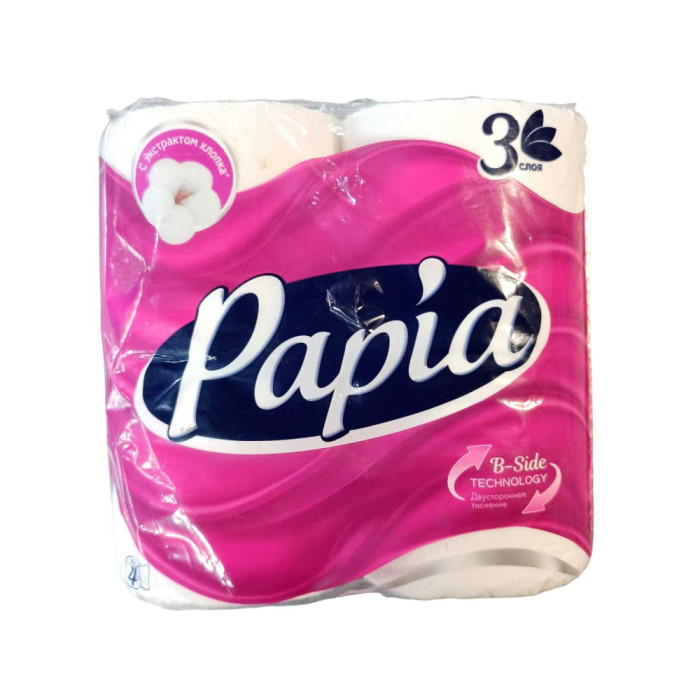 Papia 3 қабаттан тұратын 4 дана дәретхана қағазы
