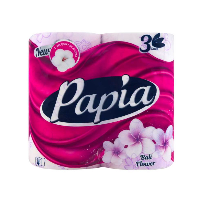 Papia Бали Гүлі 3 қабат 4 дана туалет қағазы
