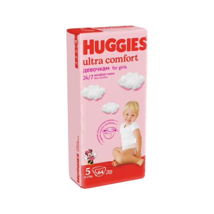 Huggies Ultra Comfort Giga жаялықтары қыздарға 5 (12-22кг) 64 дана