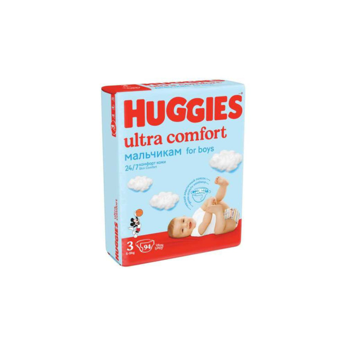 Подгузники Huggies Ultra Comfort Giga для мальчиков 3 (5-9кг) 94 шт