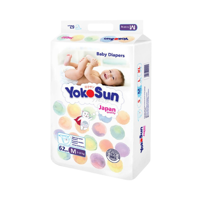 Yokosun Comfort подгузнигі M өлшемі 5-10 кг 62 дана