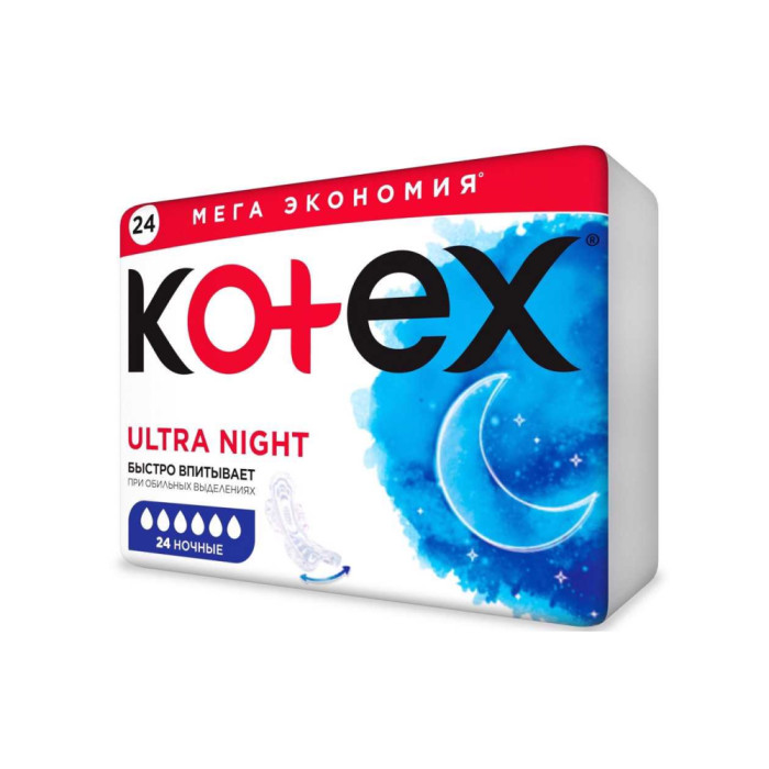 Kotex Ultra Quadro Pad түнгі гигиеналық төсемдер 24 дана