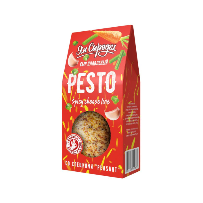 4811208009674 апрацаваны сыр PESTO PEASANT 30% +/- 200g