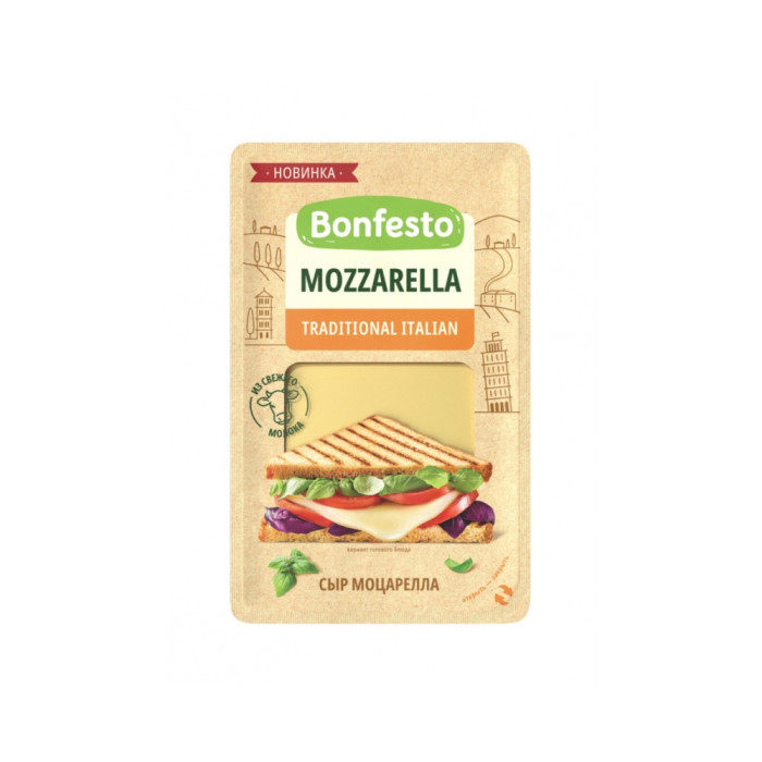4810898003580 Сыр Lісты MOZARELLA традыцыйны італьянскі 40% 140g*8 Bonfesto