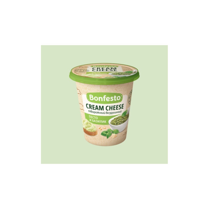 4810898002491 Нагевы сыр 125g CREAM CHEESE PESTO+BASIL 65% Bonfesto 125g*8