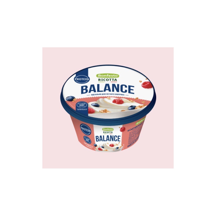 4810898003634 сыр Soft cheese RiKOTTA BALANCE 25% 220гр*6 Bonfesto