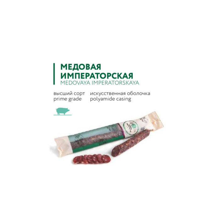 4814185033564 ІМПЕРСКАЯ СУШАНА-КУРЫНАЯ МЁДНАЯ КАЛБАСА ПРЭМІУМ 210g фіксаваная вага