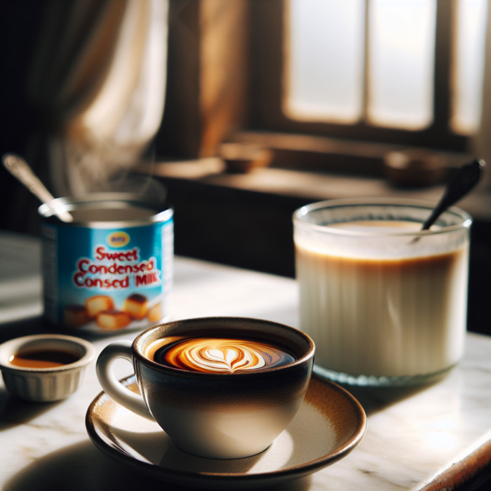 Café con leche condensada dulce