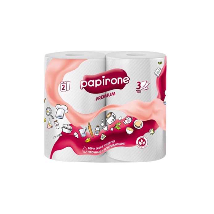 Полотенцаи қоғазии papirone premium 3 қабат 2 ролл