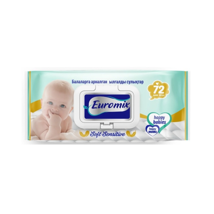 Салфеткаҳои намии Euro mix Sensitive soft 72 дона