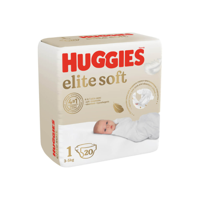 Pañales Huggies Elite Soft 1 Conv (3-5 kg) 20 uds