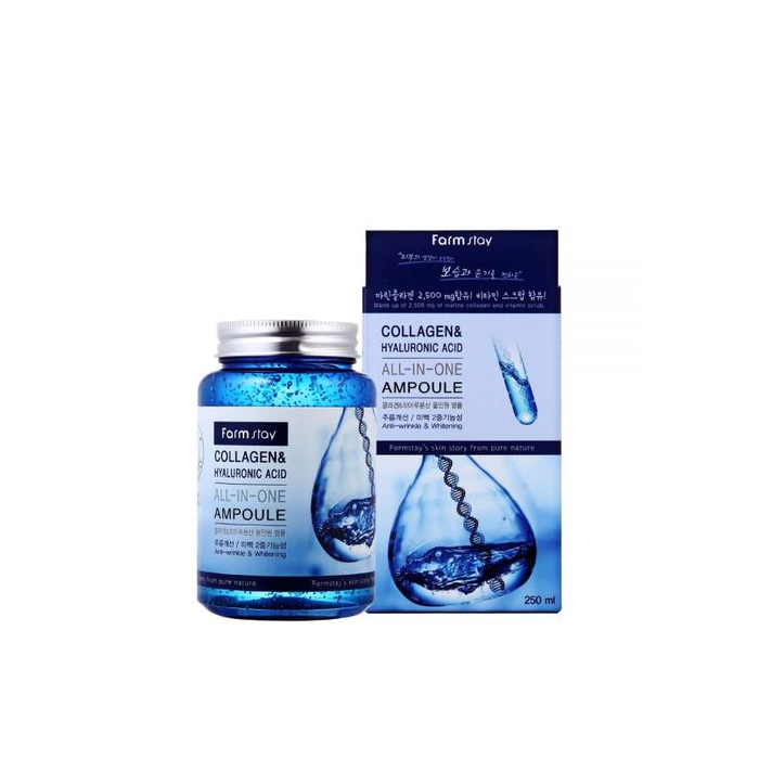 Suero ampollas multifuncional FarmStay Colágeno y Ácido Hialurónico Todo en Uno Ampoule