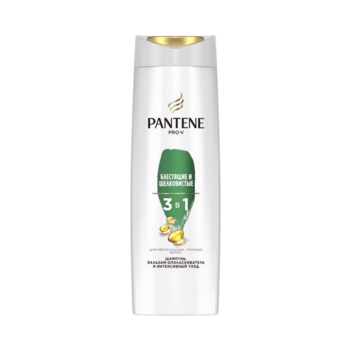 Champú acondicionador enjuague para el cabello Pantene PRO-V 3 en 1 Brillantes y sedosos 360 ml