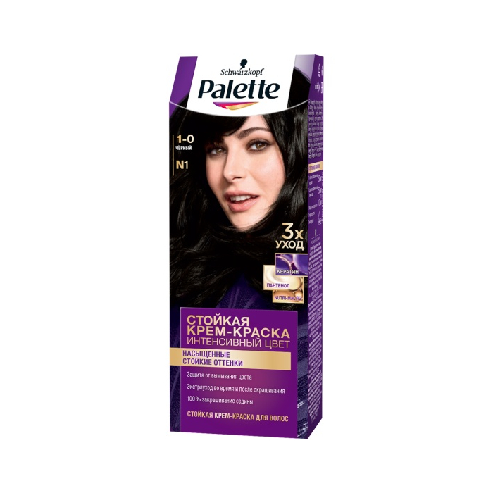Crema-tinte para el cabello Palette Color intenso 50 ml 1-0 negro N1 ud