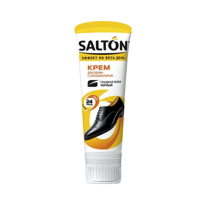 Salton shoe cream with foam applicator in a 75 ml tube black