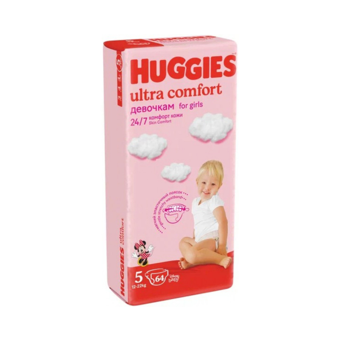 Pañales Huggies Ultra Comfort Giga para niñas 5 (12-22kg) 64 uds
