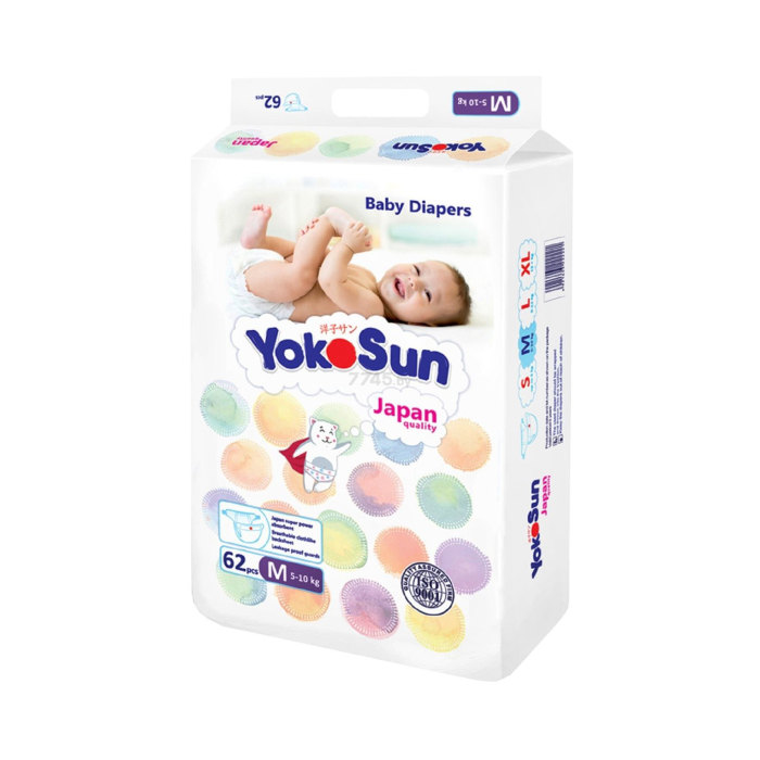 Pañales Yokosun Comfort tamaño M 5-10 kg 62 uds