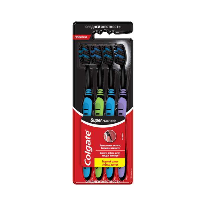 Cepillos de dientes Colgate Super Flexi con mango flexible de dureza media 4 uds