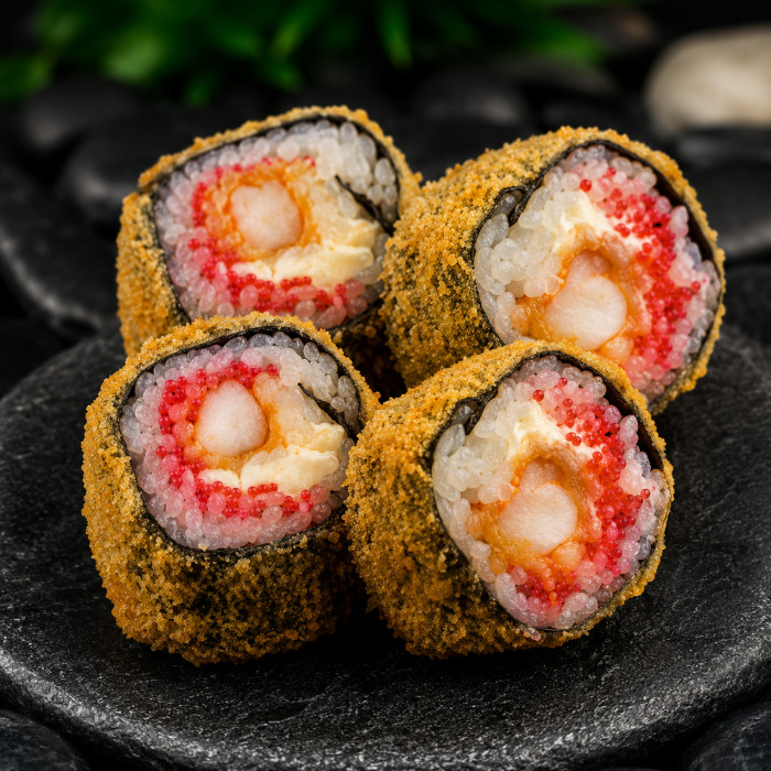 Жаренный ролл с креветками, 4шт.