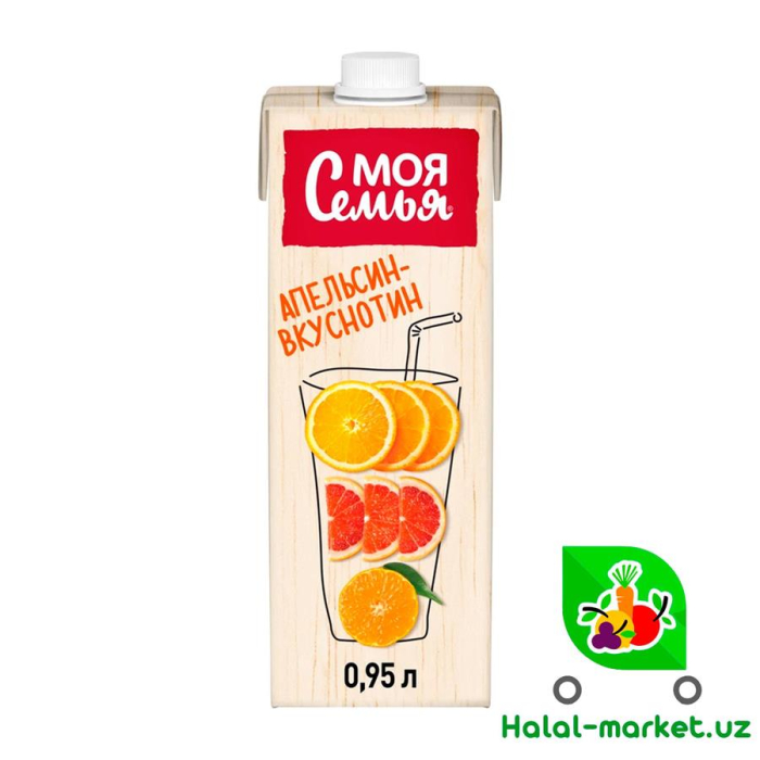 Сок Моя Семья Апельсин вкуснотин 0,95л