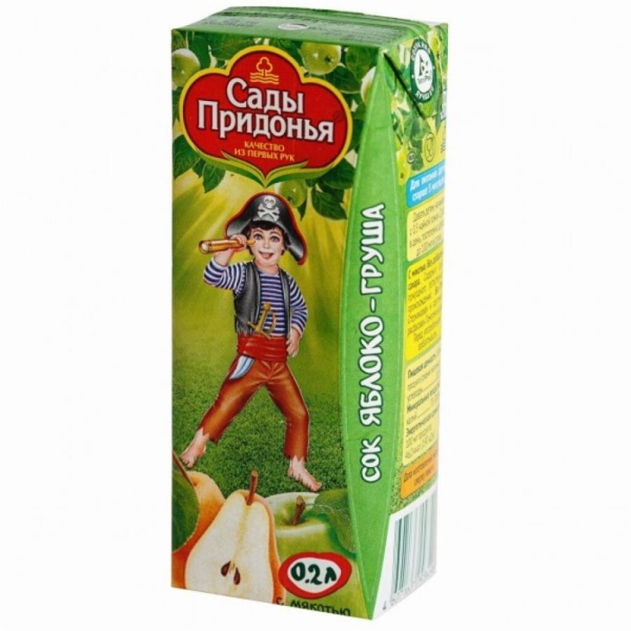 Сок САДЫ ПРИДОНЬЯ Яблоко-груша 0,2л