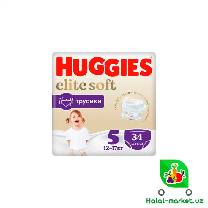 Подгузники HUGGIES ELITE SOFT Трусики (5) 34шт