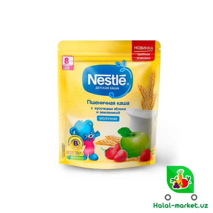 Каша NESTLE Пшеничная С кусочками яблока и земляникой 220гр