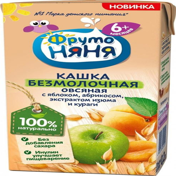 Каша ФРУТО НЯНЯ Безмолоч.Овсяная с Яблоком 0,2л