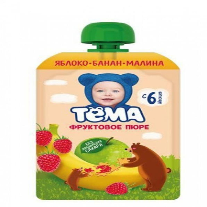 Пюре ТЕМА Яблоко-Банан-Малина 90гр