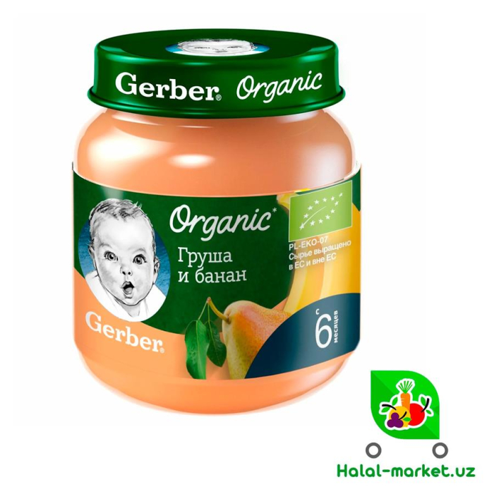 Пюре GERBER Organic Груша-Банан ст/б 125гр
