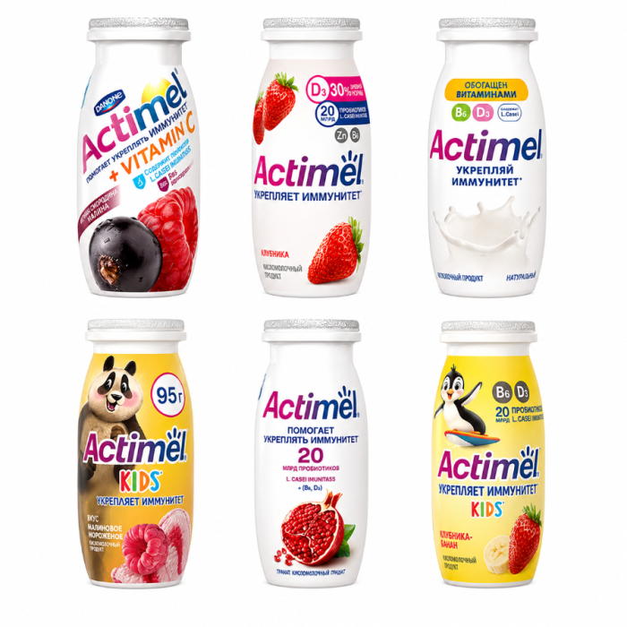 Йогурт питьевой ACTIMEL ассортимент 100гр