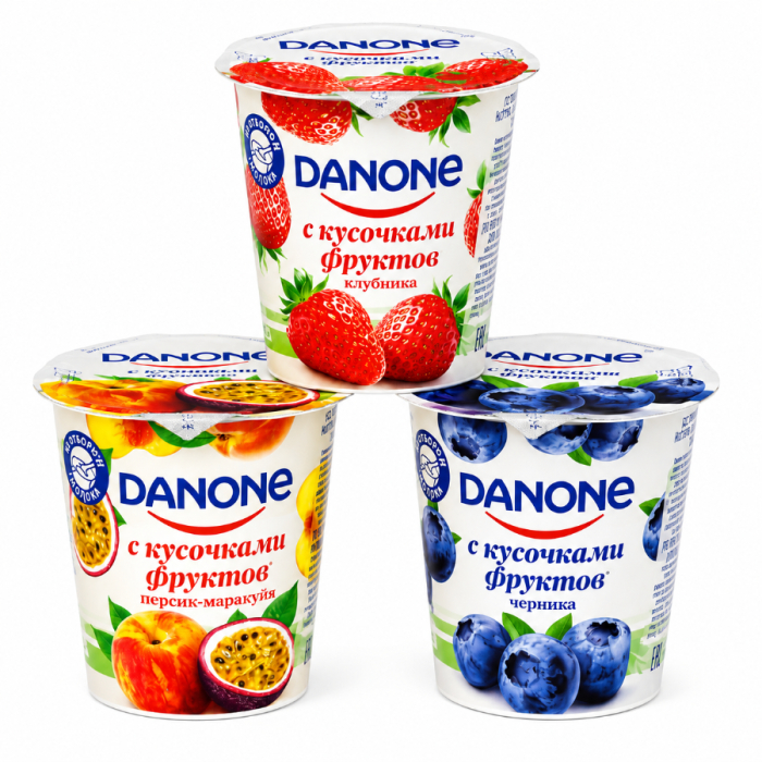 Йогурт DANONE с кусочками фруктов 2,5% 110гр