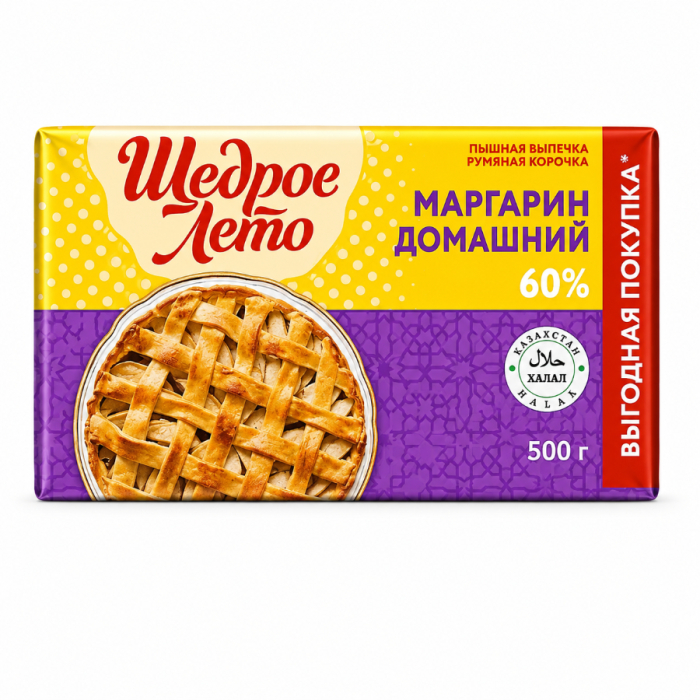 Маргарин ЩЕДРОЕ ЛЕТО Домашний 60% 500гр