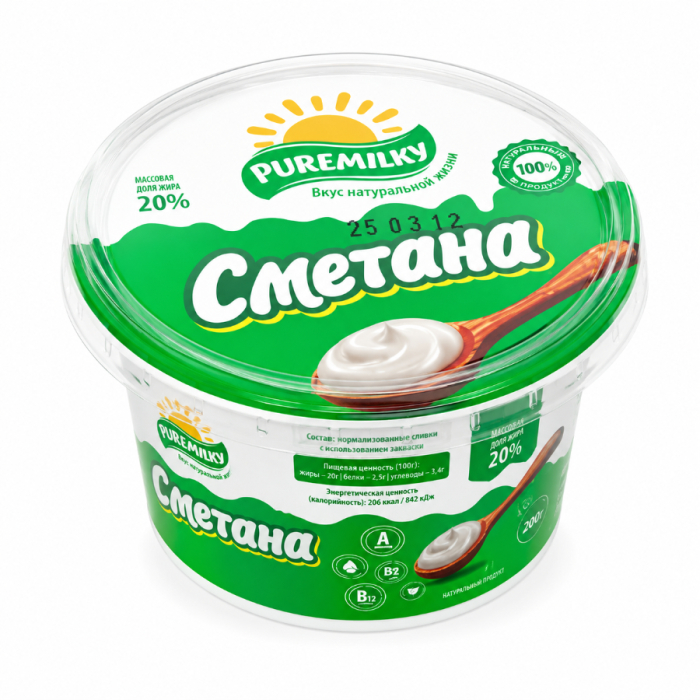 Сметана PURE MILKY 20% 180гр