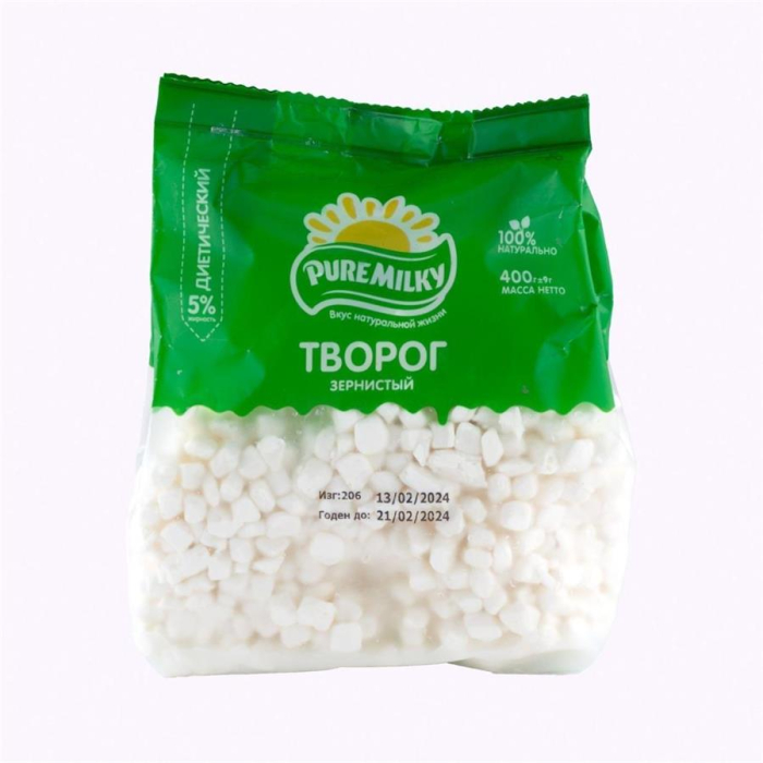 Творог зернистый PURE MILKY 5% 400гр