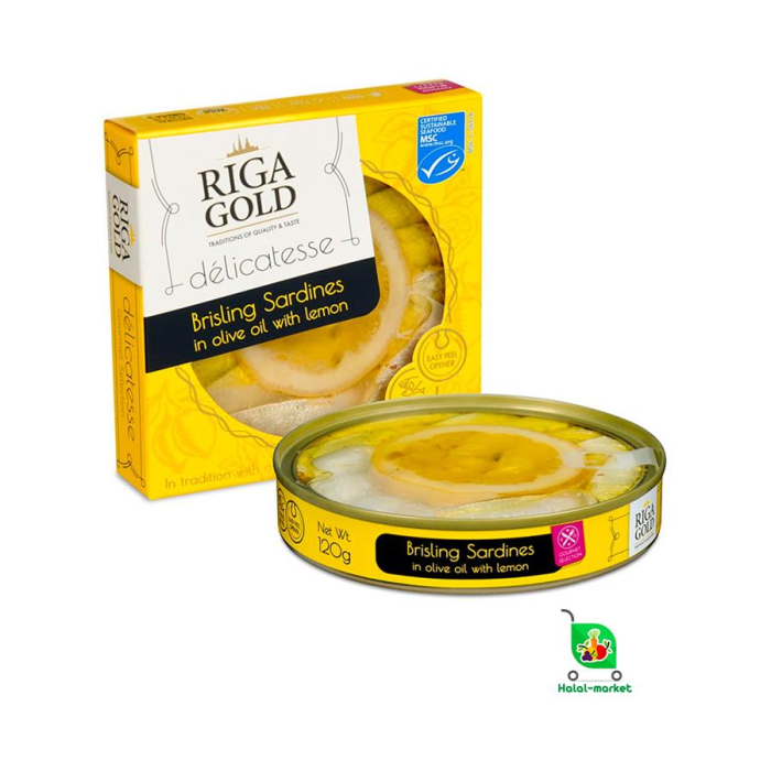 RIGA GOLD Брислинг в Оливковом Масле с Лимоном 120гр