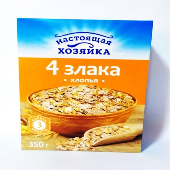 Хлопья 4 Злака хлопья НАСТОЯЩАЯ ХОЗЯЙКА 350гр