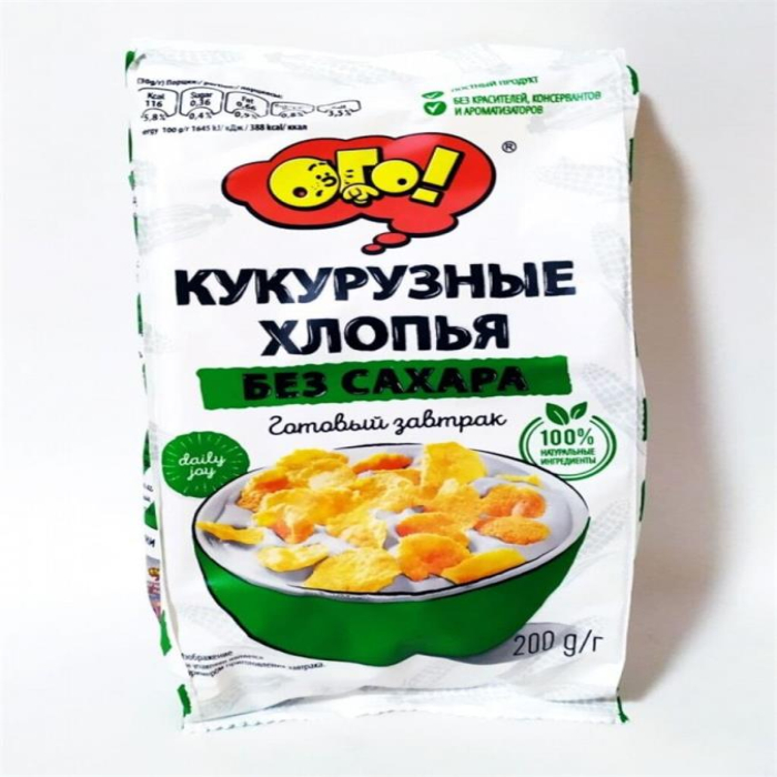 Ого Кукурузные хлопья без сахара 200гр