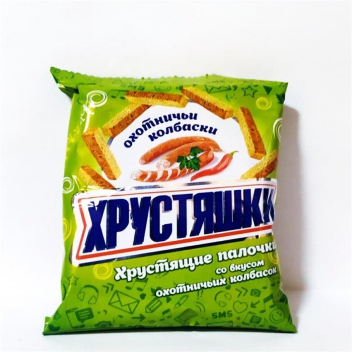Сухарики ХРУСТЯШКИ Охотничьи колбаски 20гр