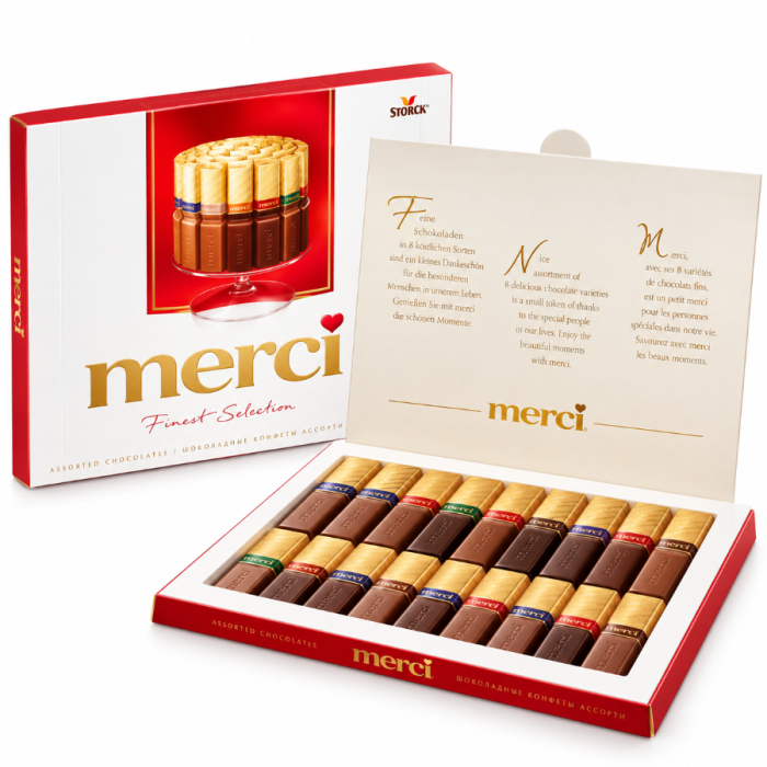 Шоколад MERCI 8-видов с начинкой и без 400гр