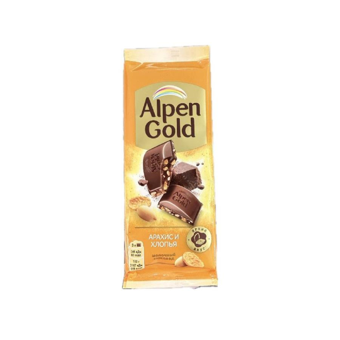 Шоколад ALPEN GOLD Арахис и Кукурузные хлопья 85гр