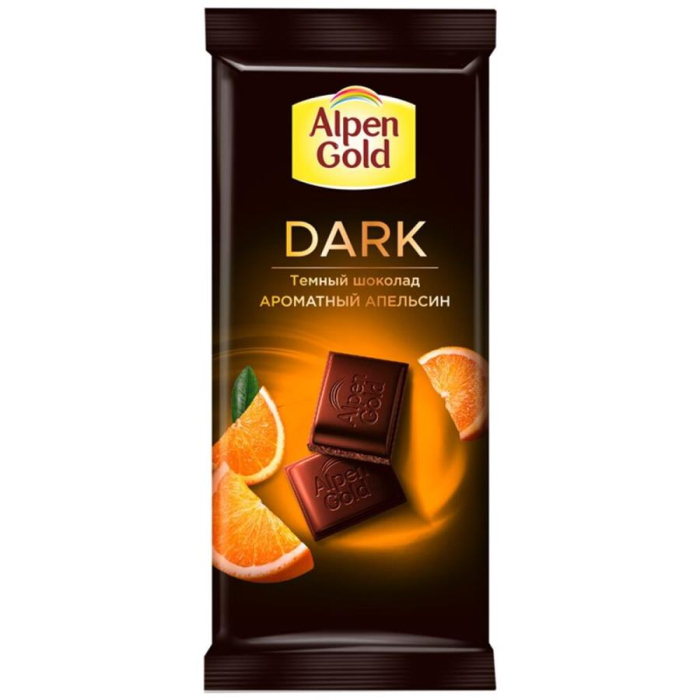 Шоколадная плитка ALPEN GOLD dark с кусочками апельсина 80гр