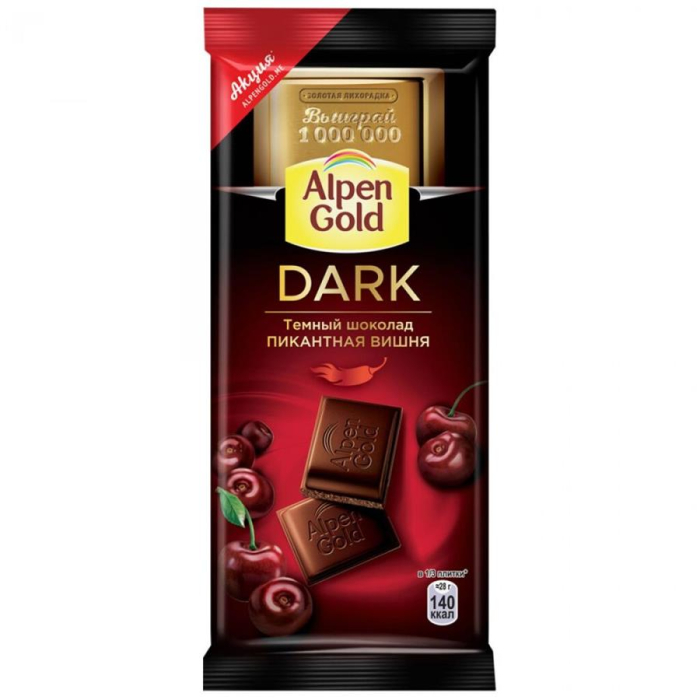 Шоколадная плитка ALPEN GOLD dark с вишней 80гр